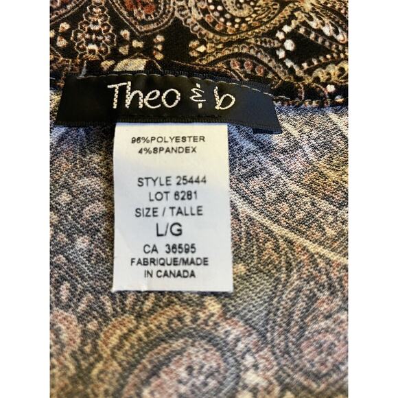 Theo & B Paisley Printed Boho Top Blouse new no tag Y2K look Size L - Picture 8 of 10